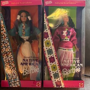 Barbie Native American Dolls - Blue and Pink Outfits